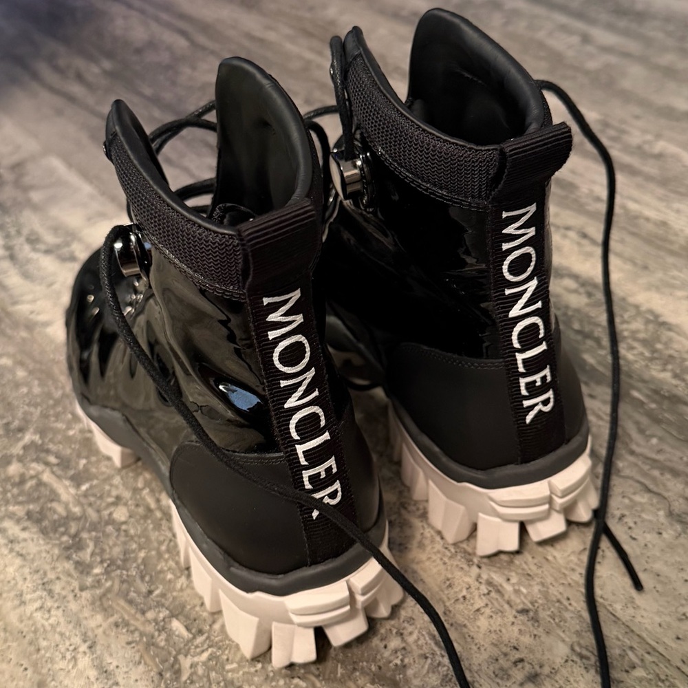 Moncler Black Patent Leather Combat Boots - Picture 6 of 10